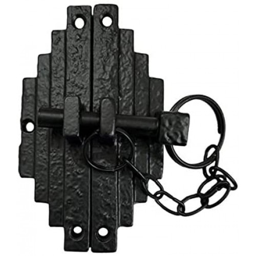 "Dothan" Black Antique Iron Cabinet/Gate Latch with Chain